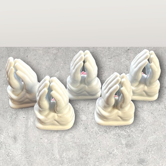 Vintage Lot/5 Praying Hands Ceramic Bundle/5 Centerpiece Craft - Picture 6 of 15